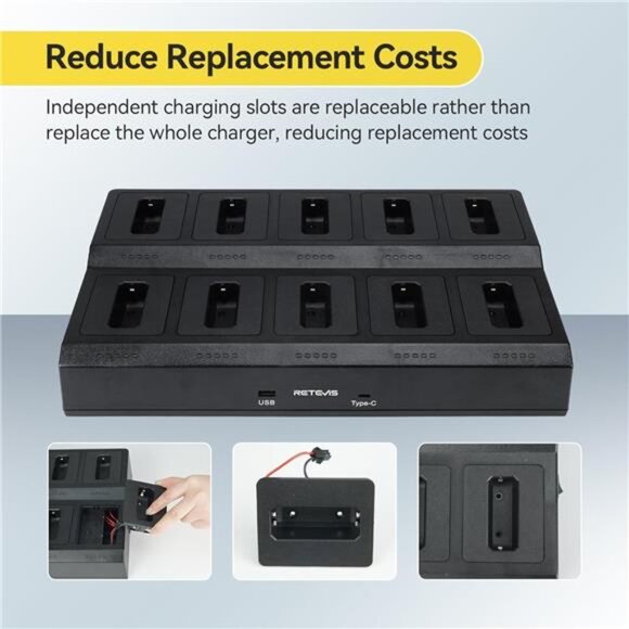 Two Way Radio,Rechargeable Walkie Talkies Long Range(10 Pack) with 10 Way Gang - Picture 5 of 7